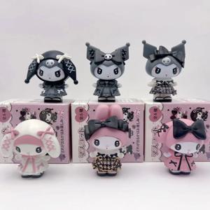 Sanrio 블라인드 박스 Kuromi 마이 멜로디 만화 캐릭터 피규어 인형 서프라이즈 백 귀여운 모델 팬 컬렉션 장난감
