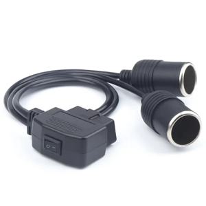12V 스위치 obdii obd2 24awg 전원 공급 장치 케이블 16pin 여성 자동차 시가 라이터 dc 전원 obd 남성 커넥터 케이블