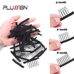 Plussign 가발을 만들기위한 최고 품질 10pcs 스테인레스 스틸 가발 빗 레이스 가발 모자 도구 헤어 Foudation 6 치아 가발 빗 클립