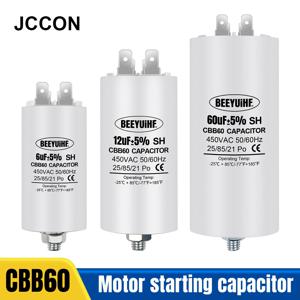 BEEYUIHF CBB60 시동 커패시터 6uF~60uF 모터 커패시터 50/60Hz 450VAC, 전기 모터/세탁기용 M8 나사 포함
