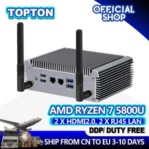 미니 PC AMD Ryzen 7 7730U 최대 4.2GHz 팬리스 산업용 컴퓨터 32GB DDR4 RAM 500GB NVME SSD 마이크로 PC 4K@60Hz 듀얼 디스플레이