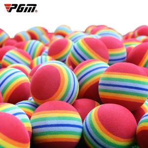 PGM 10pcs 레인보우 스트라이프 폼 스폰지 골프 공 스윙 연습 훈련 에이즈 공 38mm 실내 연습 공 골프 물건 Q007
