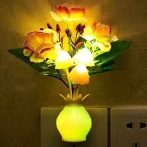 LED 버섯 램프 LED 밤 램프 소설 7 색 밤 램프 220V EU 플러그 감지 꿈 고급 석류 꽃병 꽃