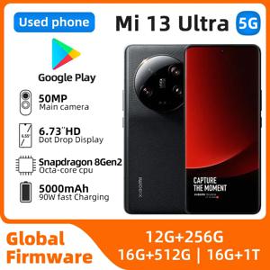 샤오미 13 울트라 5G 스마트폰, 5000mAh, 2K, 6.73 인치 화면, 90W 스냅드래곤 8 2 세대, IP68 방수, 50MP 쿼드 카메라, NFC 중고 휴대폰