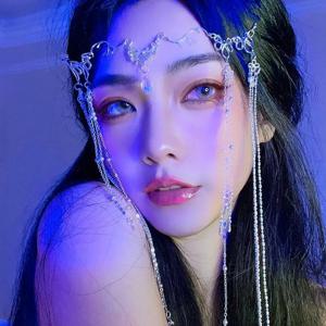 수제 달콤한 웨딩 헤드 피스 크리스탈 신부 머리 체인 티아라 헤어 쥬얼리 여성용 라인 석 이마 머리띠 액세서리