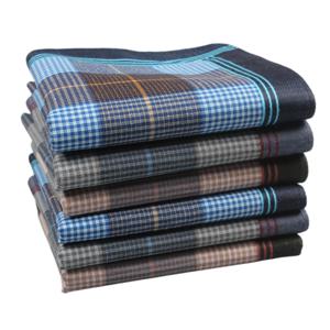 15.7인치 남성용 줄무늬 천 손수건, 정장 작은 사각형 격자 천, 가정 장식, 야외 장식, 6PCS, 얇은 스타일