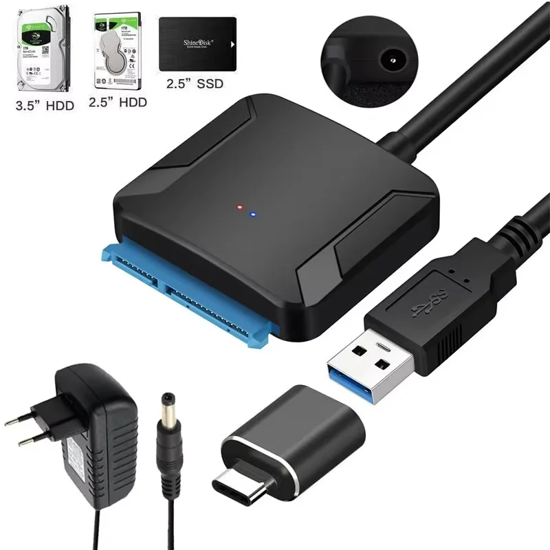 3.5/2.5 인치 SSD HDD SATA III 하드 드라이브 디스크 지원용 USB 3.0-SATA 어댑터 케이블 USB 1.1/2.0/3.0과 호환되는 UASP