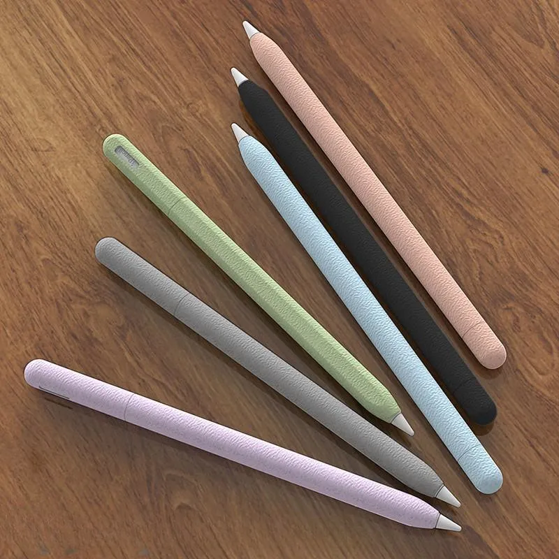 연필 케이스 실리콘 태블릿 스타일러스 보호 케이스 Apple Pencil 1세대 또는 2세대 또는 Pencil Pro용 솔리드 컬러 충격 방지