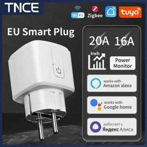 Tuya 20A 스마트 플러그 WiFi 소켓 EU, 전력 모니터링 타이밍 기능 포함 스마트 소켓은 Alexa,Google Home,Smart Life와 함께 작동합니다.