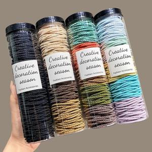 100 개/몫 헤어 밴드 솔리드 컬러 탄성 고무 밴드 헤어 밴드 머리띠 Scrunchie 헤어 액세서리 헤어