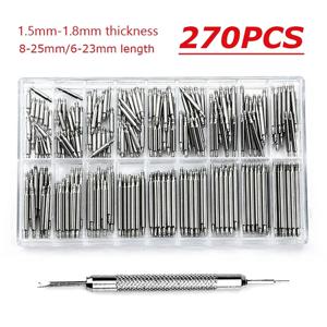 270 개/대 스트레인리스 스틸 스프링 바 직경 1.5mm/1.8mm 길이 8mm - 25mm/6mm - 23mm 시계 밴드 스트랩 벨트 시계 수리 도구 핀