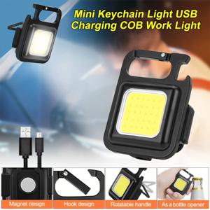 미니 LED 손전등 COB 작업 램프 토치 USB 충전식 휴대용 키 체인 라이트 비상 자석베이스 캠핑 낚시 랜턴