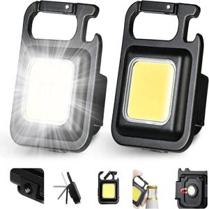 미니 COB 작업 조명 높은 전원 LED 손전등 키 체인 4 모드 LED 강력한 랜턴 자석 USB 충전식 야외 토치 캠핑