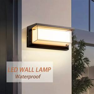 모션 센서가있는 LED 벽 조명 AC85-265V 외부 무연탄 베란다 발코니 정원 안뜰 램프 레트로 포르쉐 계단