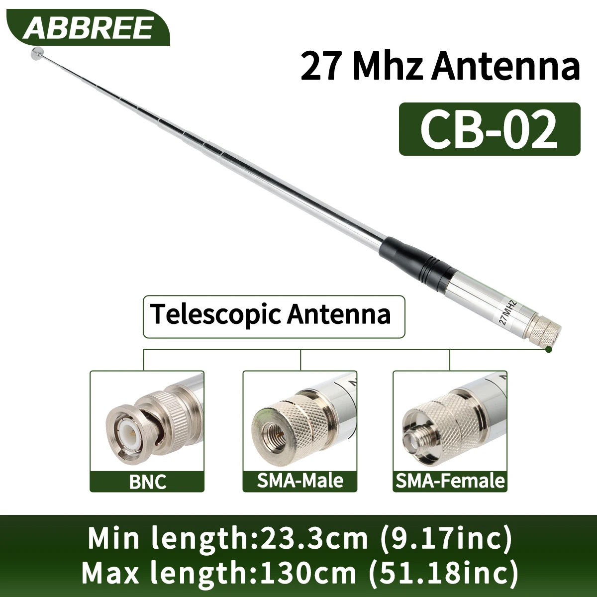 Quansheng UV-K5 UV-K5(8) baofeng UV-K61 워키 토키용 ABBREE 27MHz SMA-여성/SMA-남성/BNC 휴대용 텔레스코픽 CB 안테나