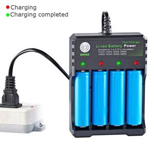 18650 배터리 충전기 검정색 1 2 4 슬롯 AC 110V 220V 듀얼 18650 충전 3.7V 충전식 리튬 배터리 4 포트 충전기