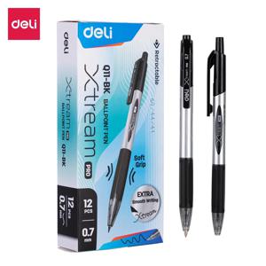 델리 12pcs 고품질 0.7mm 볼펜 검정 파란색 잉크 휴대용 서명 펜 학교 사무 용품에 대 한 쓰기 도구