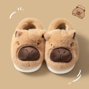 Capybara 코튼 슬리퍼 하프 랩 힐, 가정용 부드러운 미끄럼 방지, 따뜻한 통기성 실내 봉제 신발, 커플 슬리퍼, 36-41 사이즈