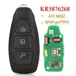 jingyuqin 3 버튼 스마트 원격 자동차 열쇠 고리 433Mhz ID49 PCF7953 칩 KR 5876268   포드 그랜드 C-Max Focus Kuga Fiesta 2016+