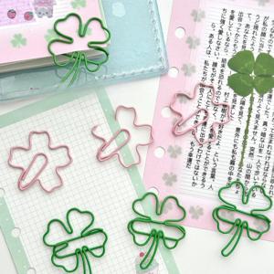 10 개/대 Ins 크리 에이 티브 디자인 클로버 종이 클립 그린 핑크 컬러 스크랩북 종이 클립 DIY 장식 Photocard 메모 패드 고정 클립 핀