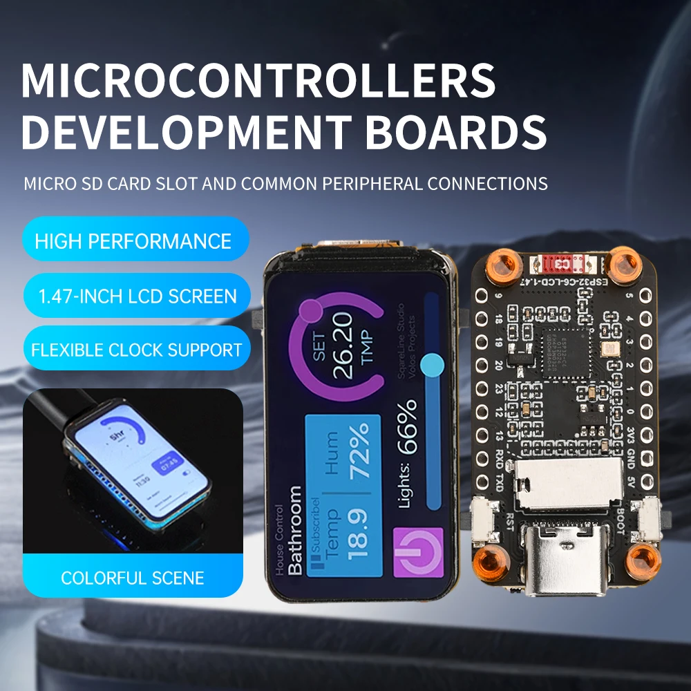 ESP32-C6 Lcd 화면 개발 보드 Wifi 6 Bluetooth 5 온보드 Rgb 색상 1.47 인치 Tft Led 스크린 USB Type-C 인터페이스