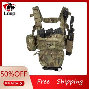 YAKEDA 전술 조끼 가슴 장비: 5.56/7.62 매거진, 권총 홀더, 윙 파우치 및 Molle Dangler 파우치가 포함된 내구성 있는 1000D 폴리에스테르
