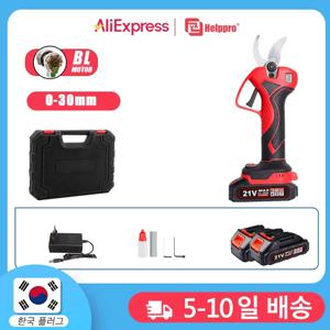 브러시리스 전기 전정 가위, 정원 도구 가지치기, LED 디스플레이, 무선 정원 가위, 마키타 배터리용 과일 나무, 21V(배터리 2개, 한국 플러그, 공구함 포함)