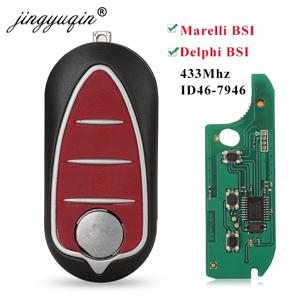 Jingyuqin 원격 플립 3 버튼 Alfa Romeo Mito 2008-2015 Giulietta 2010-2016 433Mhz ASk ID46-7946 자동 키용 자동차 키 Fob