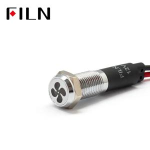 FILN 8mm 자동차 대시 보드 팬 태그 led 빨간색 노란색 흰색 파란색 녹색 12v led 표시 등 20cm 케이블