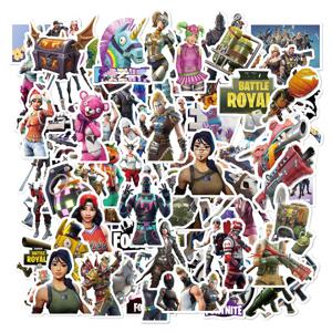 50pc 만화 멋진 Fortnites 스티커 장난감 방수 스티커 수하물 스케이트 보드 기타 노트북 Stikers 아이 장난감