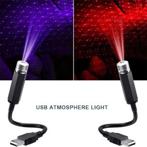 로맨틱 LED 자동차 지붕 스타 야간 조명 프로젝터 분위기 갤럭시 램프 USB 장식 램프 조정 가능한 자동차 인테리어 장식 조명