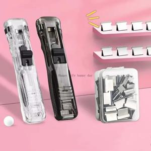 50Pcs 푸시 클립 스테이플러 스테이플 리무버 바인더 푸시 클램프 테이프 디스펜서 종이 클립 사무용품 세트 데스크탑 용품