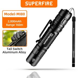 SUPERFIRE MI80-S 고전력 led 손전등 슈퍼 밝은 1100LM EDC 토치 휴대용 플래시 조명 낚시 캠핑 야외 랜턴