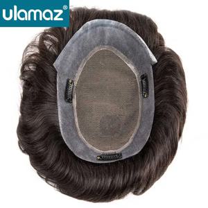 클립이있는 호주 Toupee 프랑스어 레이스 남자 가발 클립 온 망 헤어 교체 시스템 남성 헤어 보철물 레미 헤어 가발 남성용