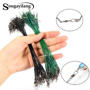 Sougayilang 20pcs 안티 물린 강철 낚시 라인 스틸 와이어 리더 회전 낚시 액세서리 리드 코어 낚시 와이어 15-30CM