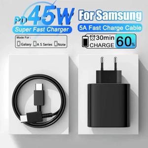 삼성 갤럭시 S24 S23 iPhone15 유형 C 케이블 빠른 충전 QC3.0 충전기 용 삼성 고속 충전 어댑터 용 45W PD 충전기