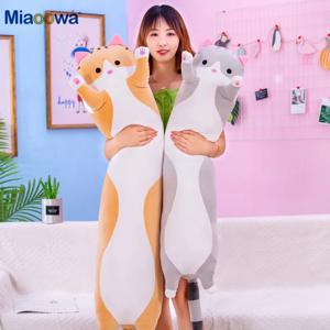 19.5in 귀여운 50cm 고양이 플러시 장난감 긴 핑크 브라운 그레이 잠자는 고양이 다리 베개 Squishy 작은 동물 인형 Appeasing 플러시 선물
