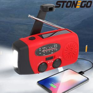STONEGO 2000mA 야외 비상 라디오 휴대용 발전 라디오 재해 예방 태양열 핸드 크랭크 라디오 AM/FM 라디오