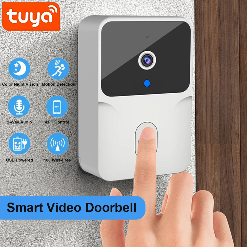 Tuya WiFi 비디오 초인종 무선 HD 카메라 IR 알람 보안 가정용 스마트 홈 도어 벨 WiFi 인터콤