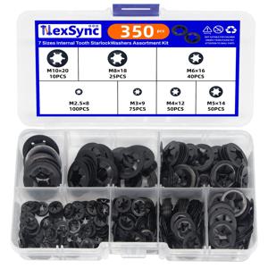 350PCS 내부 치아 와셔 푸시 온 스피드 클립 패스너 분류 키트 M2.5 M3 M4 M5 M6 M8 M10 외부 서 클립 자동 잠금