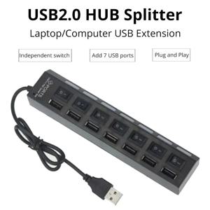 Coolcirc 7포트 USB 2.0 스위치 확장 허브 - PC/노트북/데스크탑용 1~7 USB 분배기(빠른 연결, 다중 장치 확장)