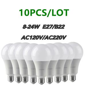 10PCS Led 전구 램프 A60/A80 E27 B22 AC120V/AC220V 빛 실제 전원 8W-24W 3000K/4000K/6000K 램프 가정 및 사무실 조명