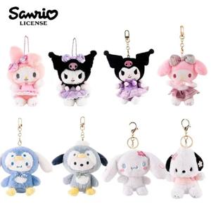 14 스타일 오리지널 Sanrio Kawaii 플러시 키 체인 만화 장난감 My Melody Kuromi Cinnamoroll Pochacco 인형 어린이 카와이 장난감 선물