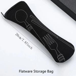 1PC 식기 가방 Fabic 휴대용 저녁 식사 세트 여행 피크닉 포크 포장 야외 캠핑 주방 홈 보관 가방 (가방 전용)