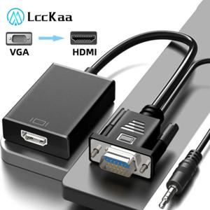 VGA to HDMI 변환기 어댑터 1080P VGA 남성 HDMI 여성 어댑터 케이블 (PC 노트북 HDTV 프로젝터 용 3.5mm 오디오 출력 포함)