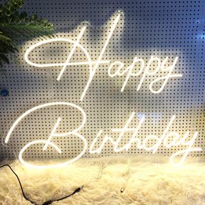 대형 생일 네온 사인, 생일 파티 장식, 생일 선물, 무드 조명, 벽에 LED 네온 조명