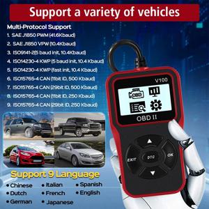 V100 자동차 진단 도구 obdii EOBD 자동차 액세서리 범용 플러그 앤 플레이 디지털 디스플레이 obd 2 스캐너 obd2 코드 리더