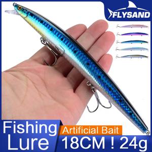 FLYSAND 낚시 미끼 낚시 하드 미끼 크랭크베이트 Isca 인공 Pesca 바다 워블러 수영 미끼 큰 레이저 미노우 18cm/24g