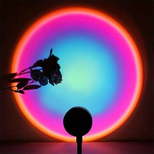 USB 레인보우 네온 야간 조명 프로젝터 LED 선셋 램프, 방 전화 셀프 사진 분위기 조명, 침실 벽 장식 선물