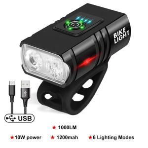 T6 자전거 전면 조명 USB 충전식 자전거 Led 라이트 전원 디스플레이 방수 자전거 헤드 라이트 손전등 사이클링 액세서리